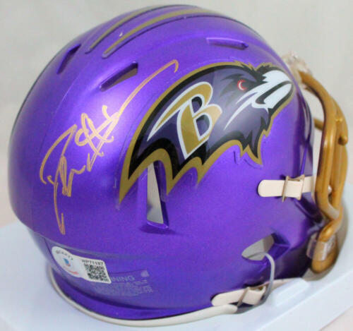 Ray Lewis Full Name Autographed Ravens F/S Chrome Helmet w/ HOF&