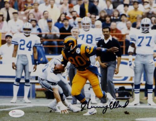 Marshall Faulk Autographed/Signed Los Angeles Rams 8x10 Photo JSA