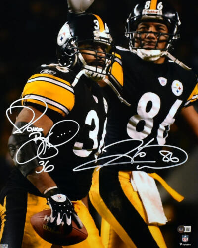 Hines Ward Jerome Bettis Signed Pittsburgh Steelers Logo Football-Beckett W  Holo